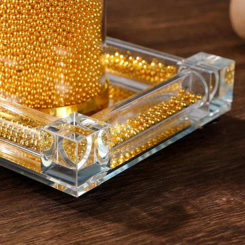 Golden Beads Glass Crystal Incense Burner Living Room Bedroom Crystal Ornaments Arabic Incense Burner Incense Plug