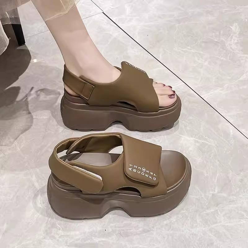 Mode Sandalen für Frauen 2024 Sommer Neue 8cm Erhöhte Fisch Mund Keil Dicken Sohlen Plattform Römischen Sandalen