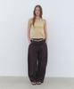 CLUNY Volume Curved Wide Cotton Pants - Blue