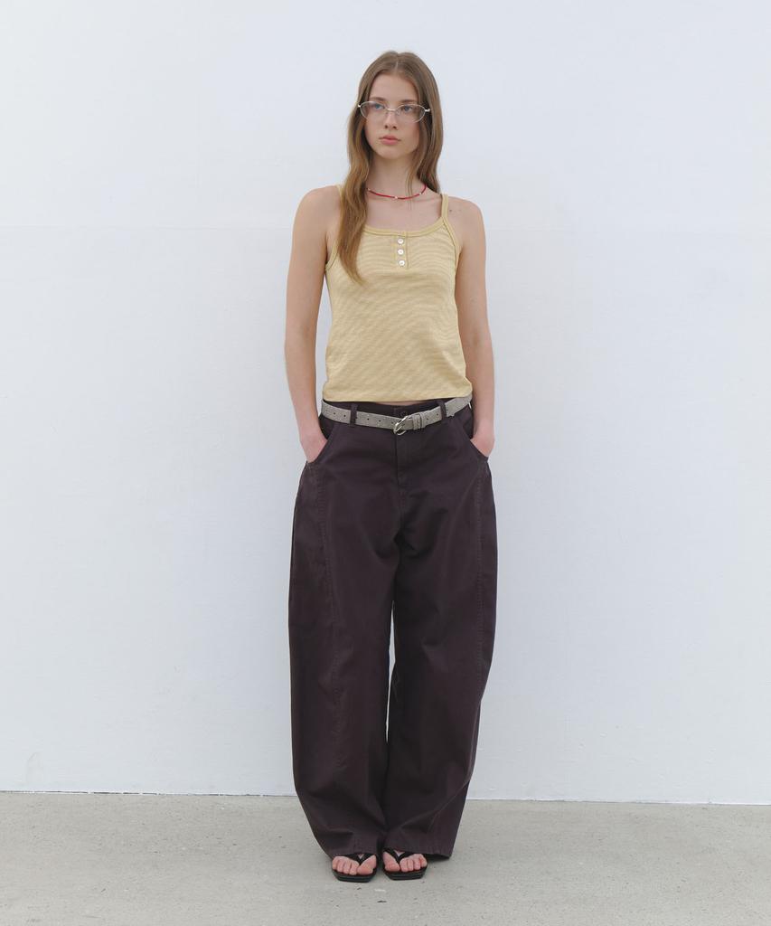 CLUNY Volume Curved Wide Cotton Pants - Blue