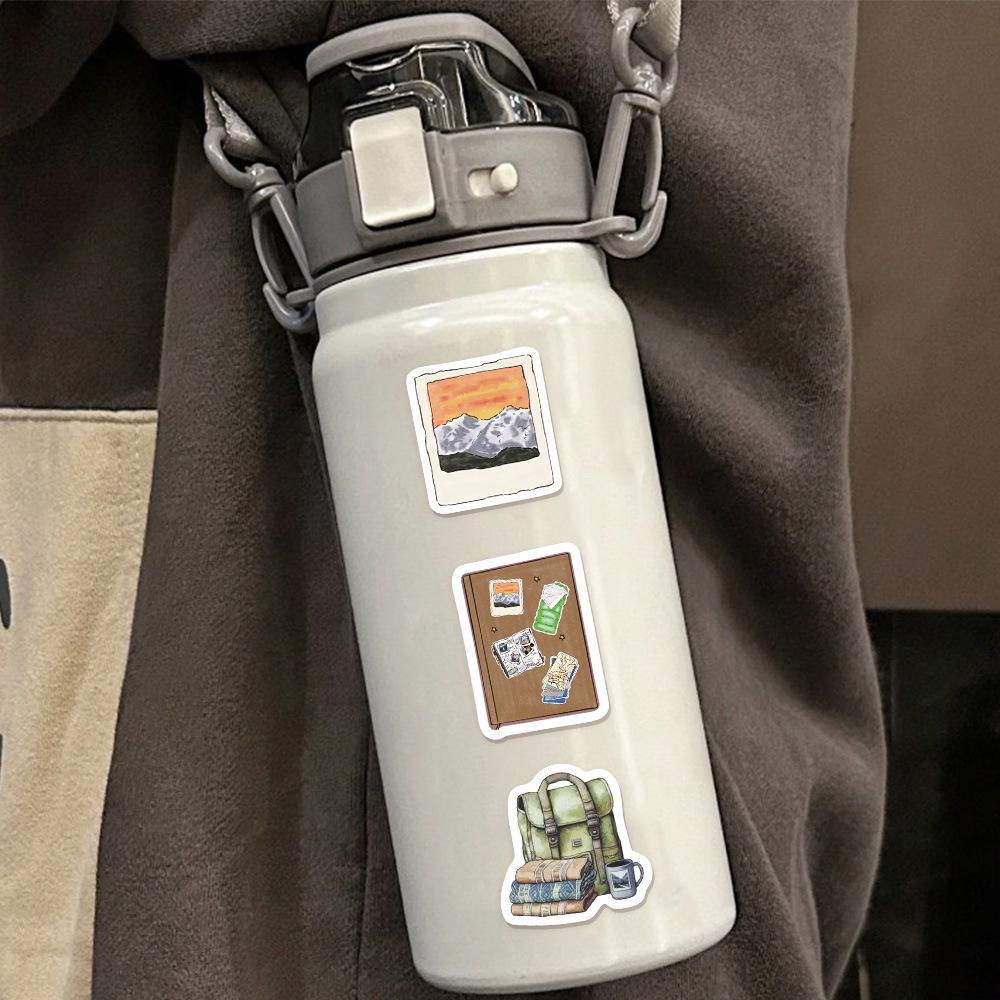 500pcs/Roll Outdoor Happer Camper Stickers Hiking Adventure Decals DIY Laptop Journal Guitar Cartoon Graffiti Seal Label Sticker