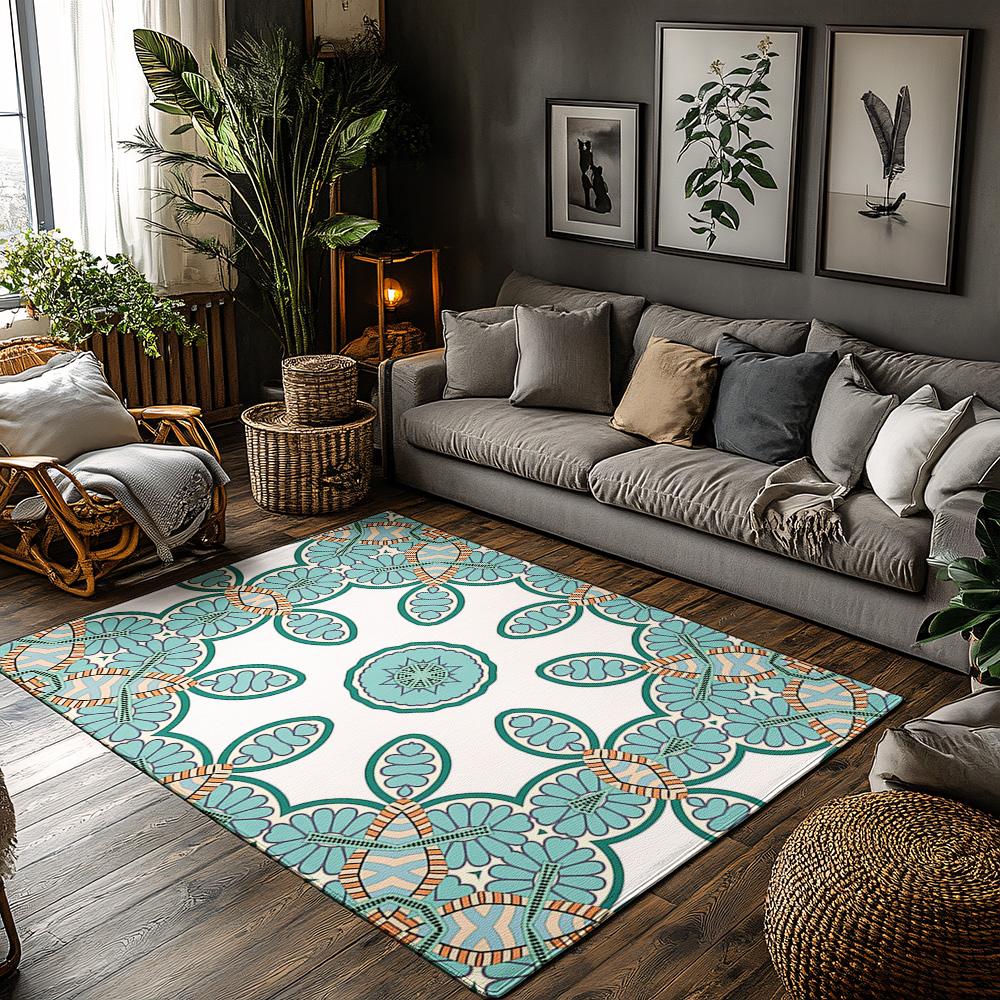 Floral Area Rug Non-Slip Indoor Outdoor Mat Washable Modern Bohemian Carpet Living Room Decor Home Decor Rugs for Bedroom