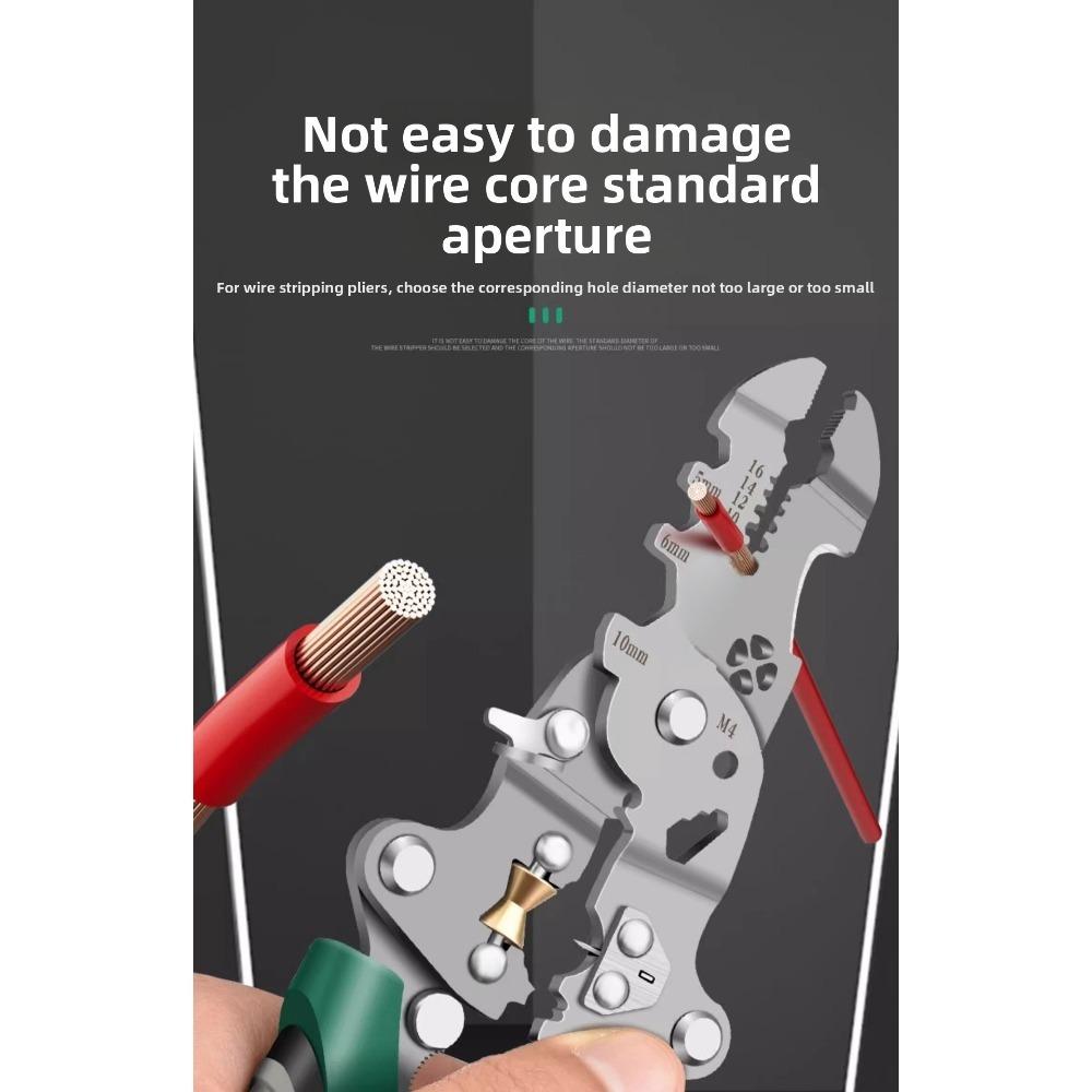 Foldable Multifunctional Lightweight Wire Stripping Pliers 12in1 for Cutting Pressing Winding Household Electrical Use Durable