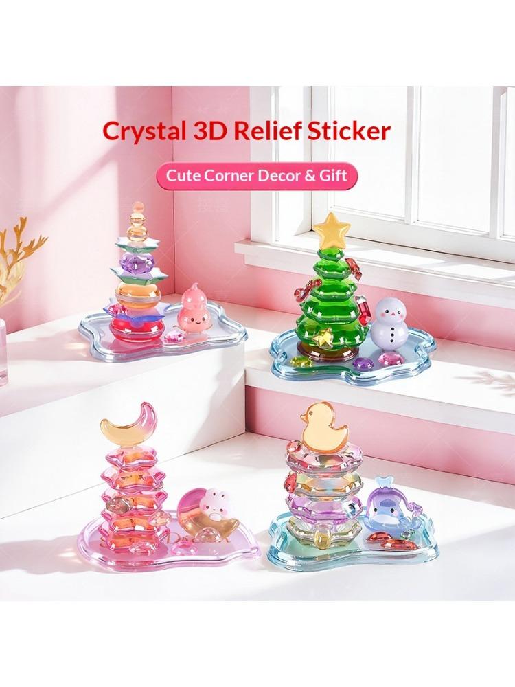 2026-3D Relief Stacking Stickers DIY Cute Corner Creature Crystal Ornaments Creative Handmade Crafts Decoration Gifts