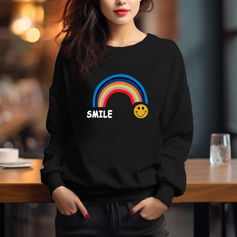 Loose cotton printing fleece thickened long-sleeved sweater jacket 2025 autumn and winter new Korean version T-shirt bottoming shirt