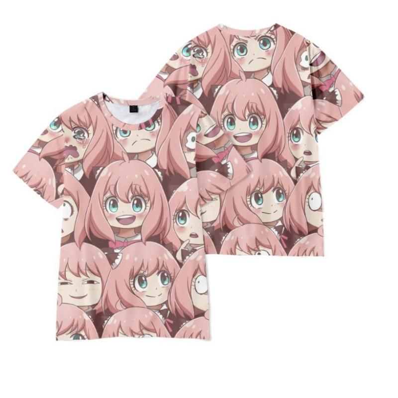 Women's Summer 3D T-shirt Short Sleeved Spy House SPY × FAMIL Casual Minimalist T-shirt