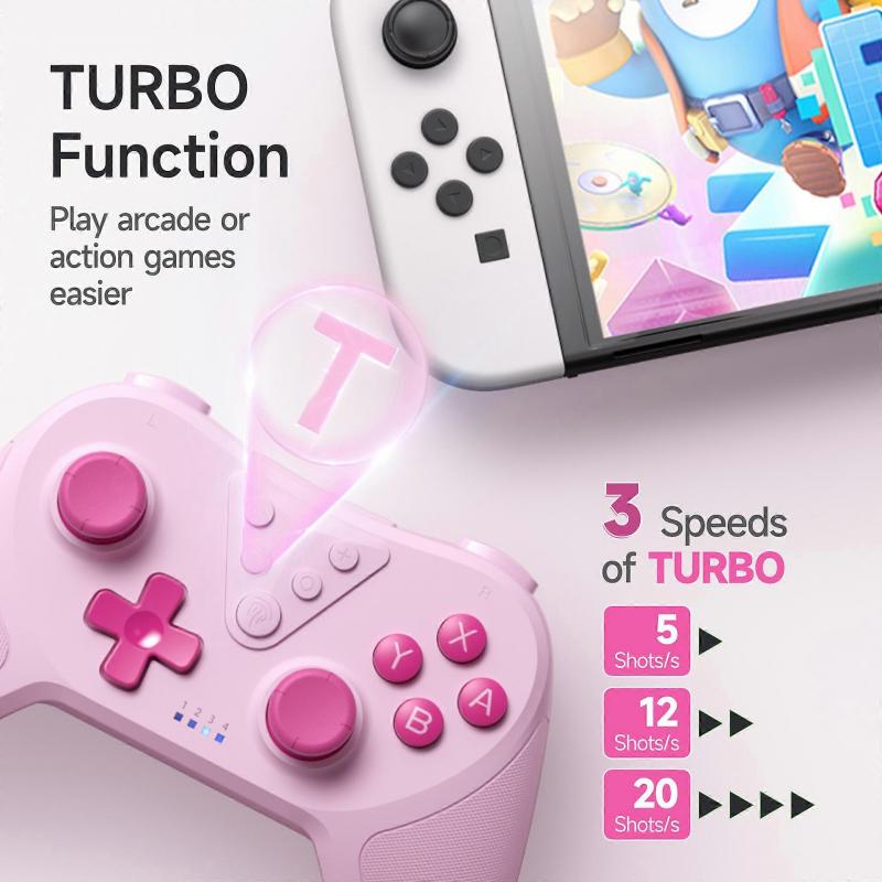 EasySMX T37 Wireless Gamepad, Bluetooth Gaming Controller for Nintendo Switch, PC, Steam Deck, 6 Axis Gyro Motion Control(Pink)