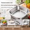 Extra Thick Double-Layer Stainless Steel Square Basin for Vegetable, Fruit, & Rice Washing