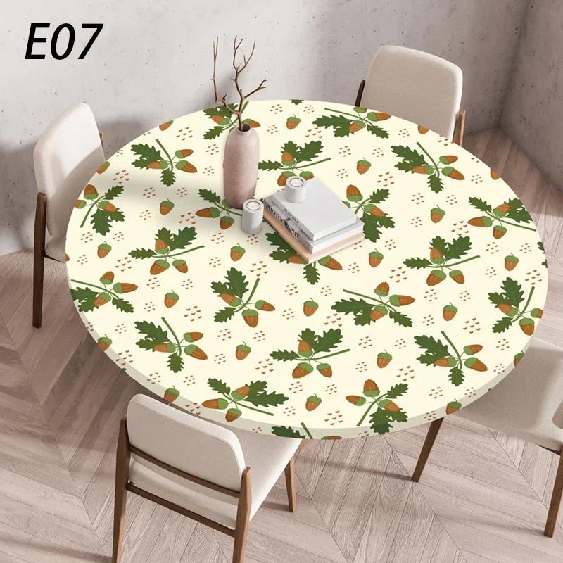 60/90/120Cm Round Table Cover Waterproof Oil-Proof Tablecloth Elastic Kitchen Dining Wedding Party Table Cover Home Decoration