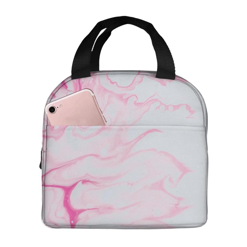 Ink Painting Marble Portable Aluminum Foil Thickened Insulated Office Lunch Bag Waterproof Lunchs Bags Tote Bags