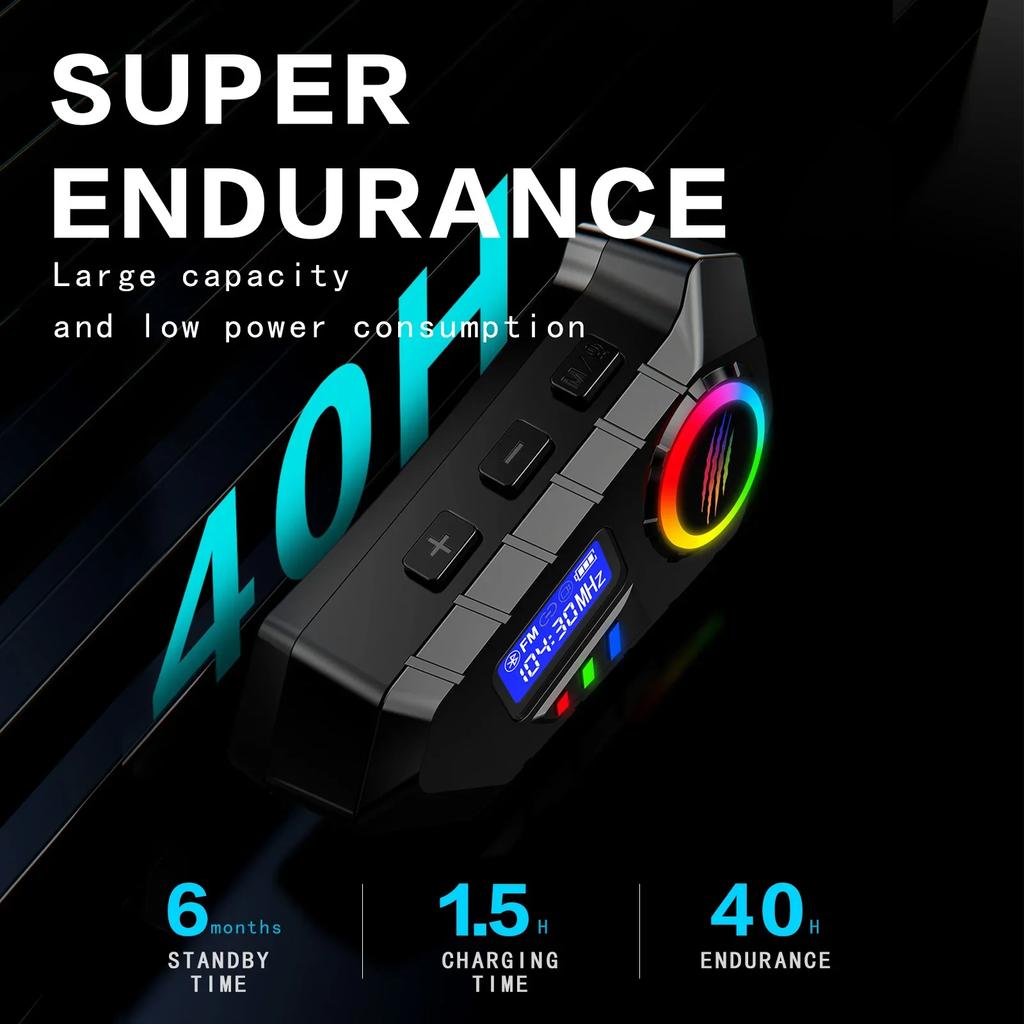 Y30 Motorcycle Helmet Bluetooth Headset Wireless Waterproof Handsfree Call Noise Reduction Earphone with FM Radio for Moto