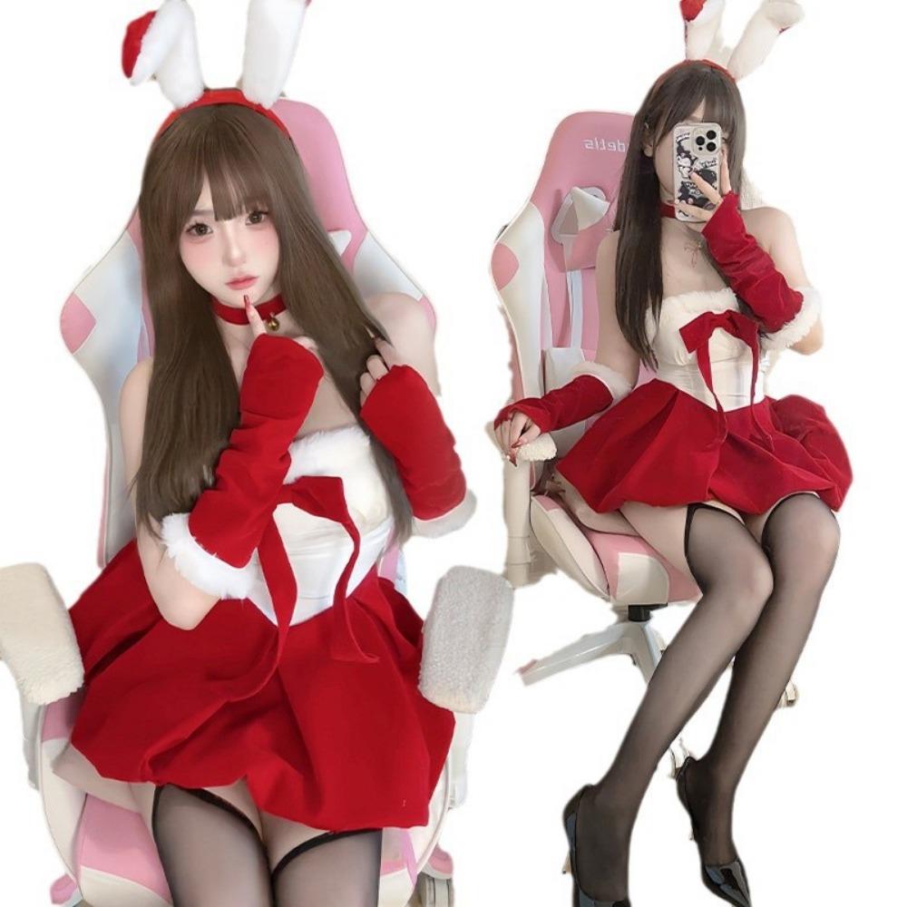 Domila's New Christmas Robe, Golden Velvet Sex Underwear, Red Uniform, Temptation Bunny Suit, Pure Desire