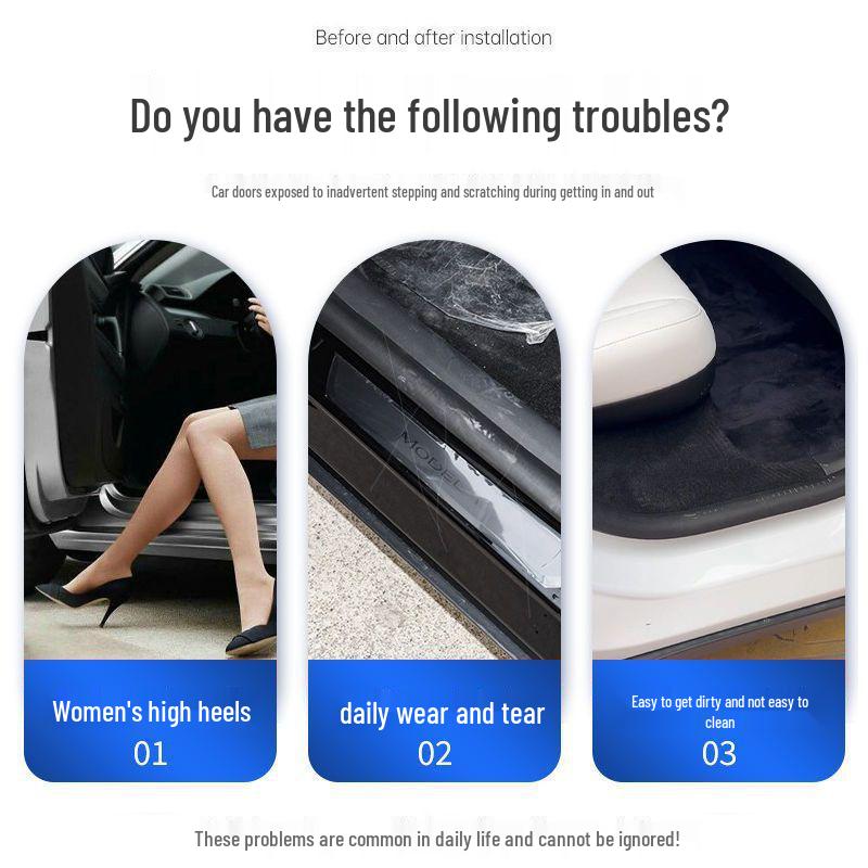 Tesla Model Y Carbon Fiber Rear Seat Corner Anti-Kick Protector Sill Strip