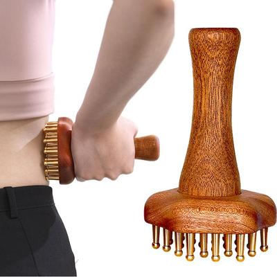 Copper Head Wood Massage Brush Portable Meridian Massager Body Sculpting Tool  Arms Waist Thigh