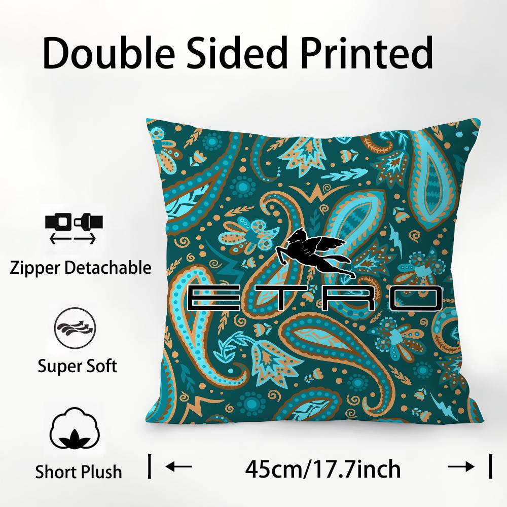 

Classic Design E-Etro Pillow Case Plush Fabric Soft Double Sided Print Sofa Cushion Cover Throw Pillow Covers 16x16Inch