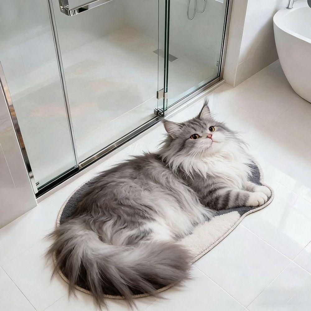 40*60cm Cute Cat Diatom Floor Mat Super Absorbent Wear Resistant Design Bathroom Carpet Soft Non-slip Simulation Cat Floor Mat