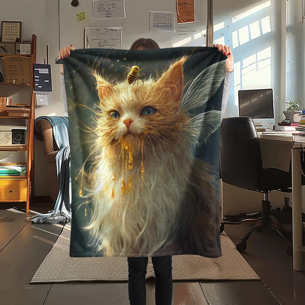 Cute Cats Print Flannel Blanket, High Quality Comfortable for All Seasons, Home Decor, Warmth and Comfort