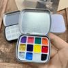 Durable Portable Empty Watercolor Tin Box Mini 12/24 Grids Watercolor Tin Box Paint Box Art Supplies