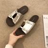 Leather Yellow One-word Drag Women's Summer Wear New Thick-bottomed Seaside Beach Sandals