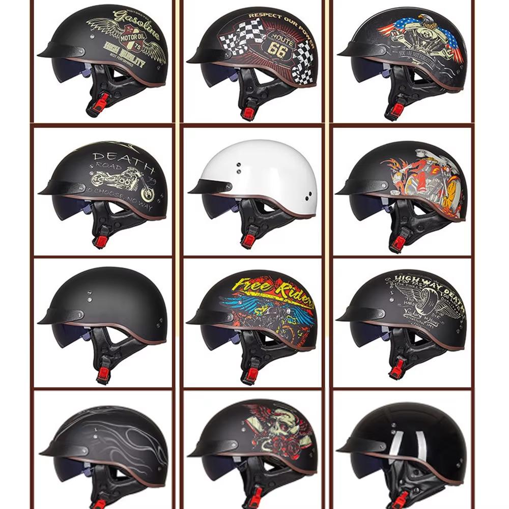 Motorcycle Half Helmet Retro German Style DOT Certification Vintage Cap Half Face Shell Motorcycle Helmets for Cruiser Chopper
