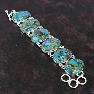 Copper Chrysocolla Bracelet Handmade Brand New Jewelry 925 Sterling Silver Bracelet Gemstone Jewelry Adjustable Chain Bracelet Gift For Girl