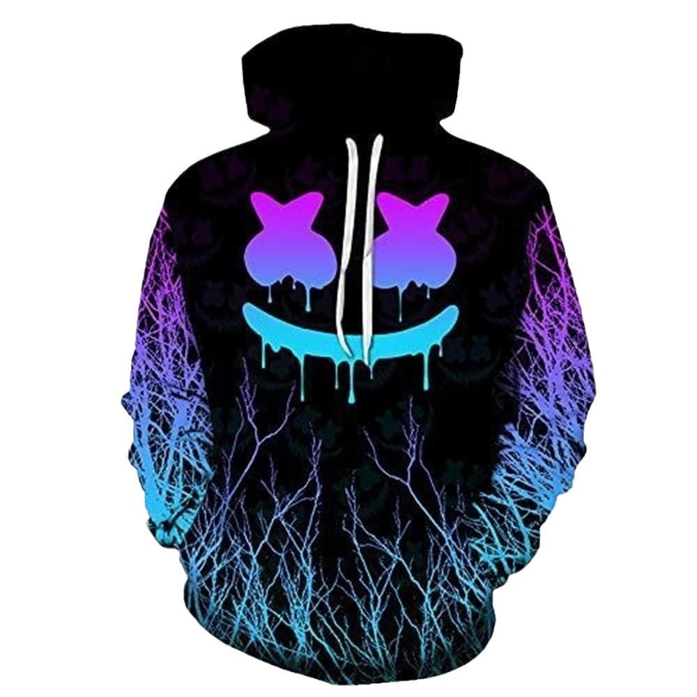 Ny Smiley Doodle Bomullsgodis Båndtrykt Genser Hettegenser Pullover Genser