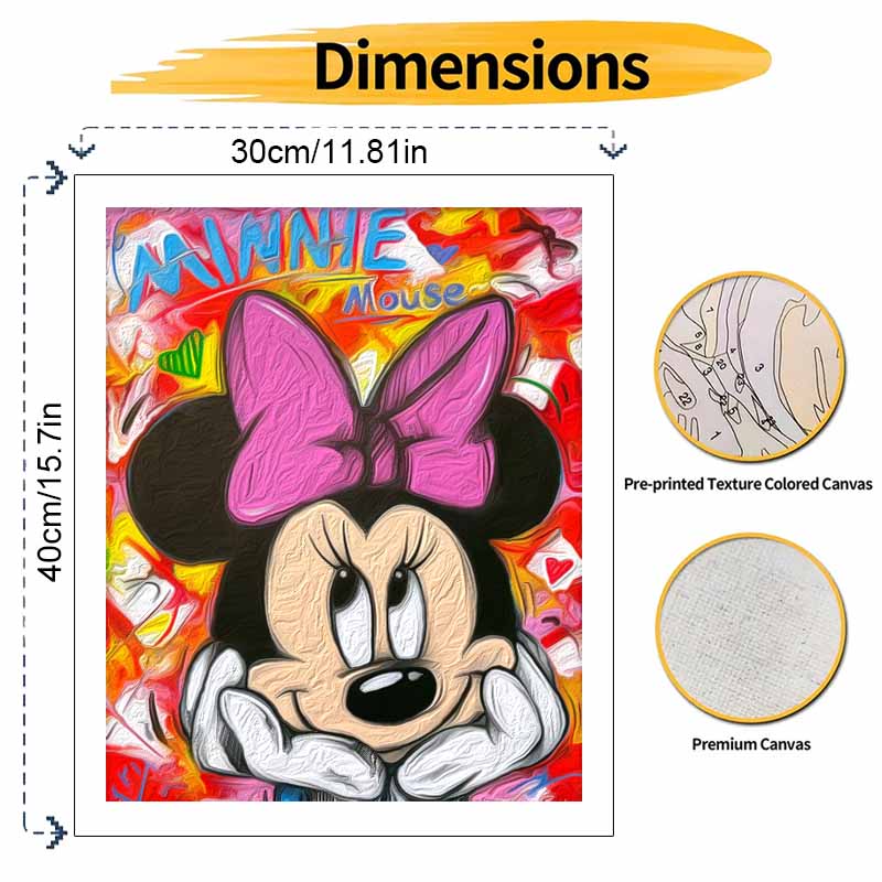 Disney Minnie Mouse Graffiti Digital Oil Painting Diy Coloring Handpainted Filling Home Decoration Wall Art Gift for Adults 130