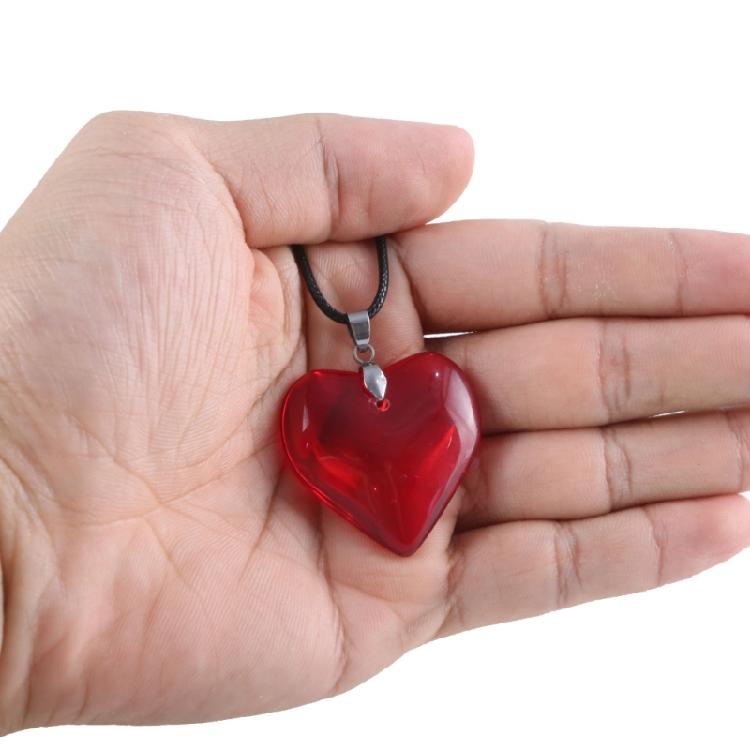 Punk Black Rope Chain Glass Heart Pendant Choker Necklace Birthday Ornament