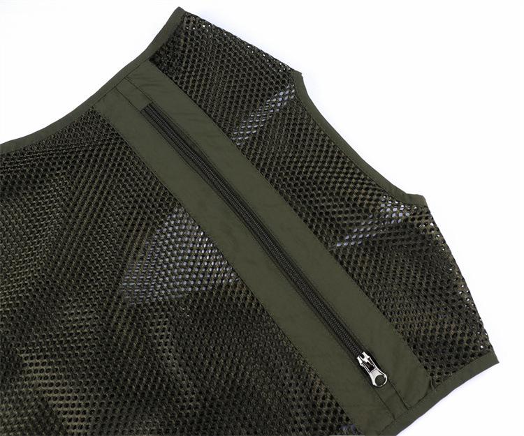 Men's Cross-Border Multi-Pocket Mesh Fishing Vest - Plus Size, Lightweight Summer Design
