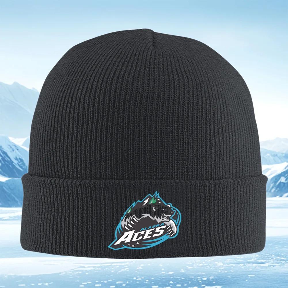 Bear mountain sky Alaska Aces logo Unisex Women Unisex Knitted Hat Beanie Pullover Cap Winter Thermal Warm Christmas Outdoor C