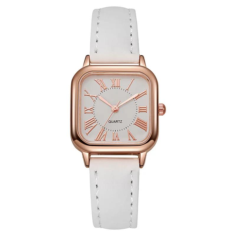 Simple Women's Quartz Watch Rose Gold Square Dial Quartz Wristwatch Fashion Leather Strap Ladies Business Wristwatch Reloj Mujer