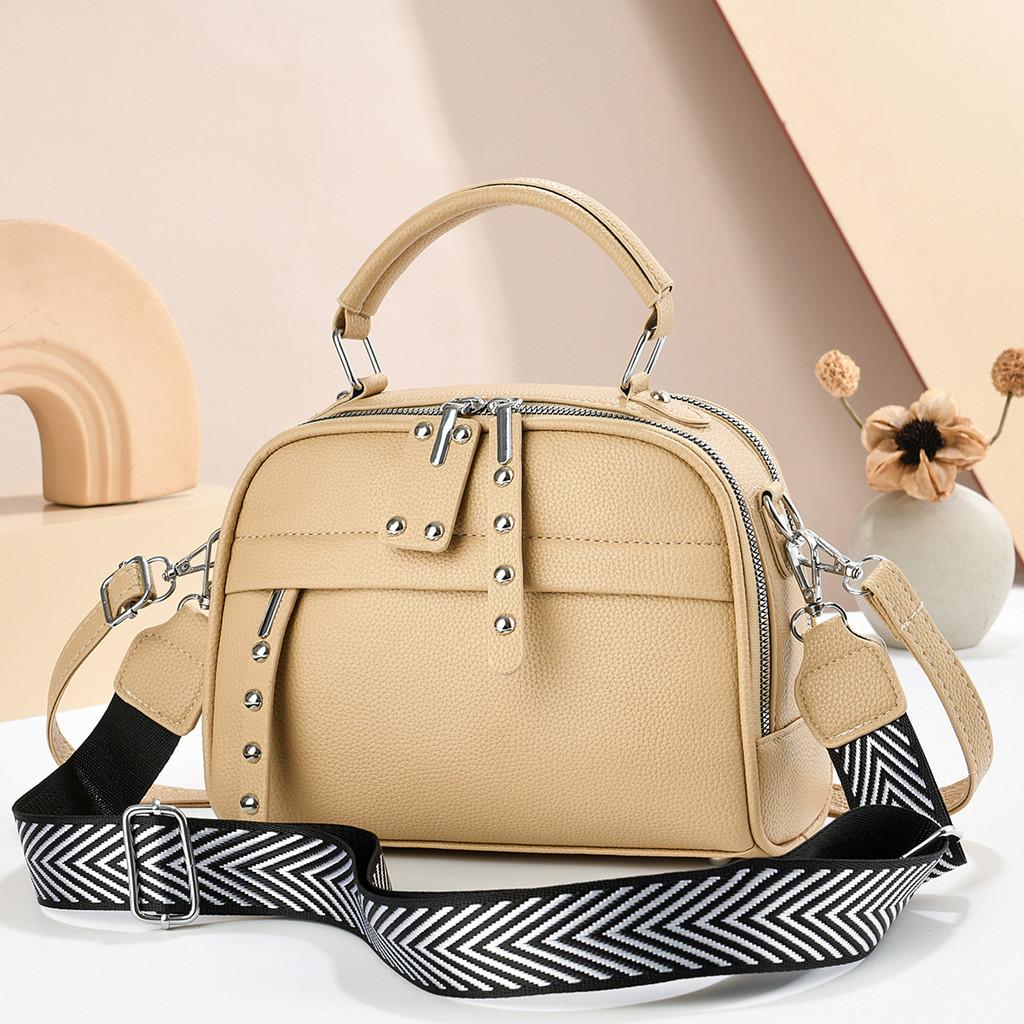 Pu Leather Shoulder Bag With Zipper Pockets And Adjustable Strap For Daily Use