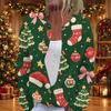 Women's Christmas Print Long Sleeve Knit Cardigan with Buttons for Holiday