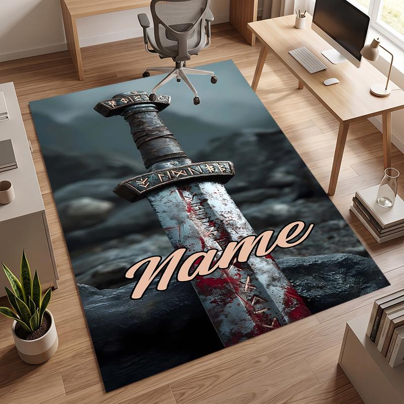 Viking Warrior (1) Personalized Name Office Carpet Stylish Decor for Living Room Bedroom Kitchen