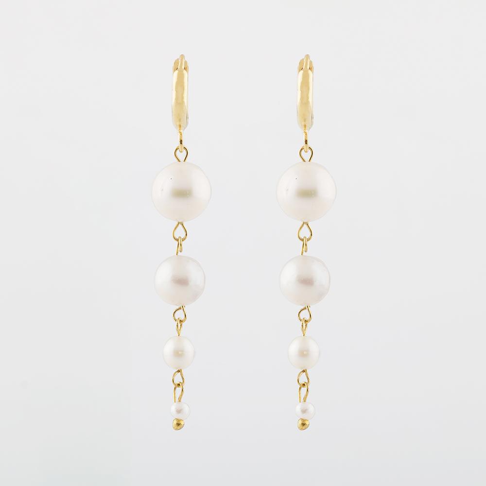 

Позолоченные серьги с жемчугом и натуральным камнем