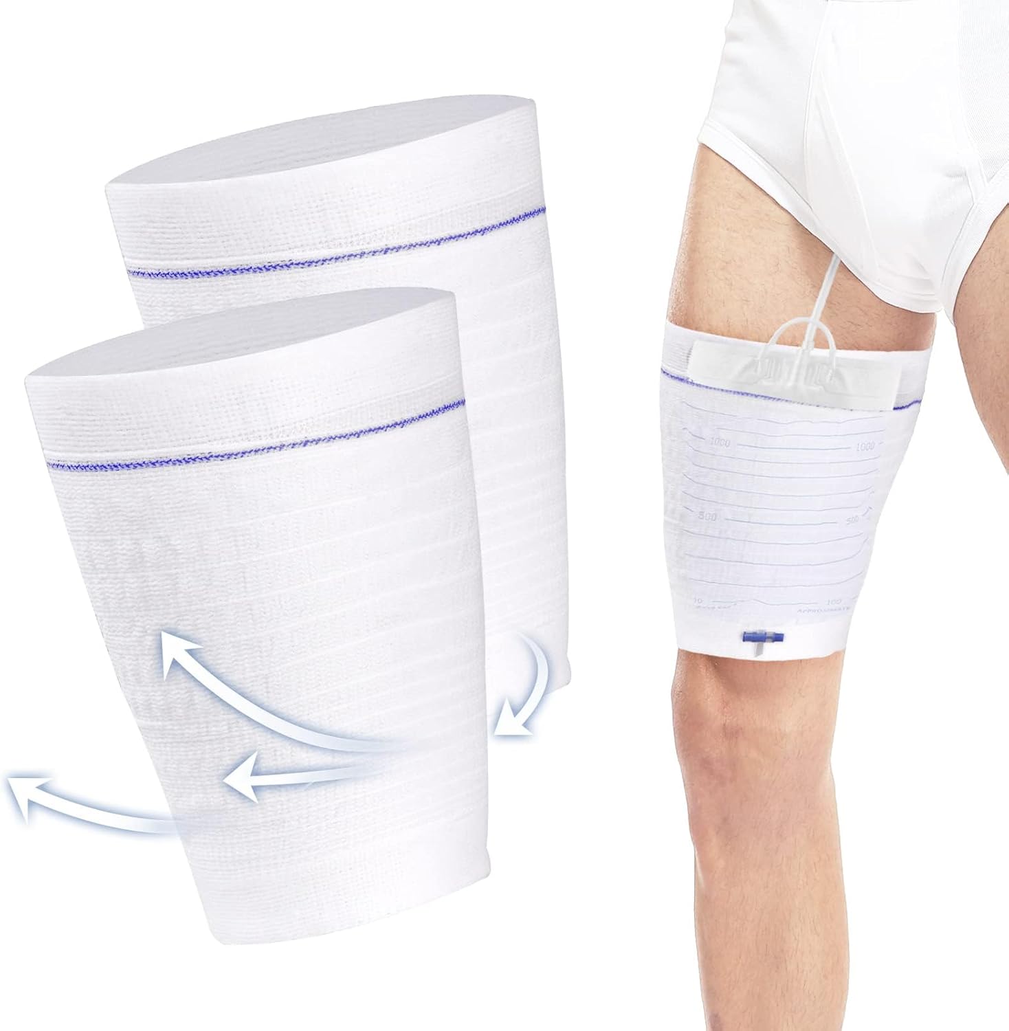 

HANSILK Катетерный ножной мешок, 2 шт. Профессиональный и моющийся держатель для катетерного ножного мешка, прошитый, обернутый, удобный мешок для мочи, разработанный для людей с недержанием S