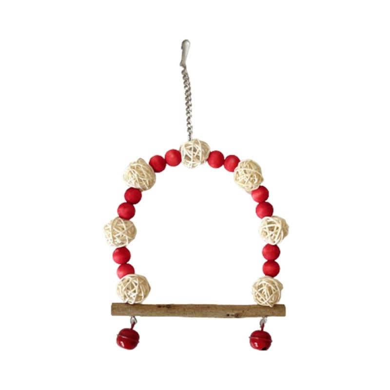 

Parrots Bridge Hammock Swing Bridge Swing Standing Training Supplies Bridge Wood Hammock with Colorful Beads Toy красный