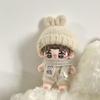 Only Clothes For 10Cm Doll Set Cute Milk White Rabbit Ear Hat Cute Plush Doll Dress Up Accessories Soft Jumpsuit Scarf Outfit