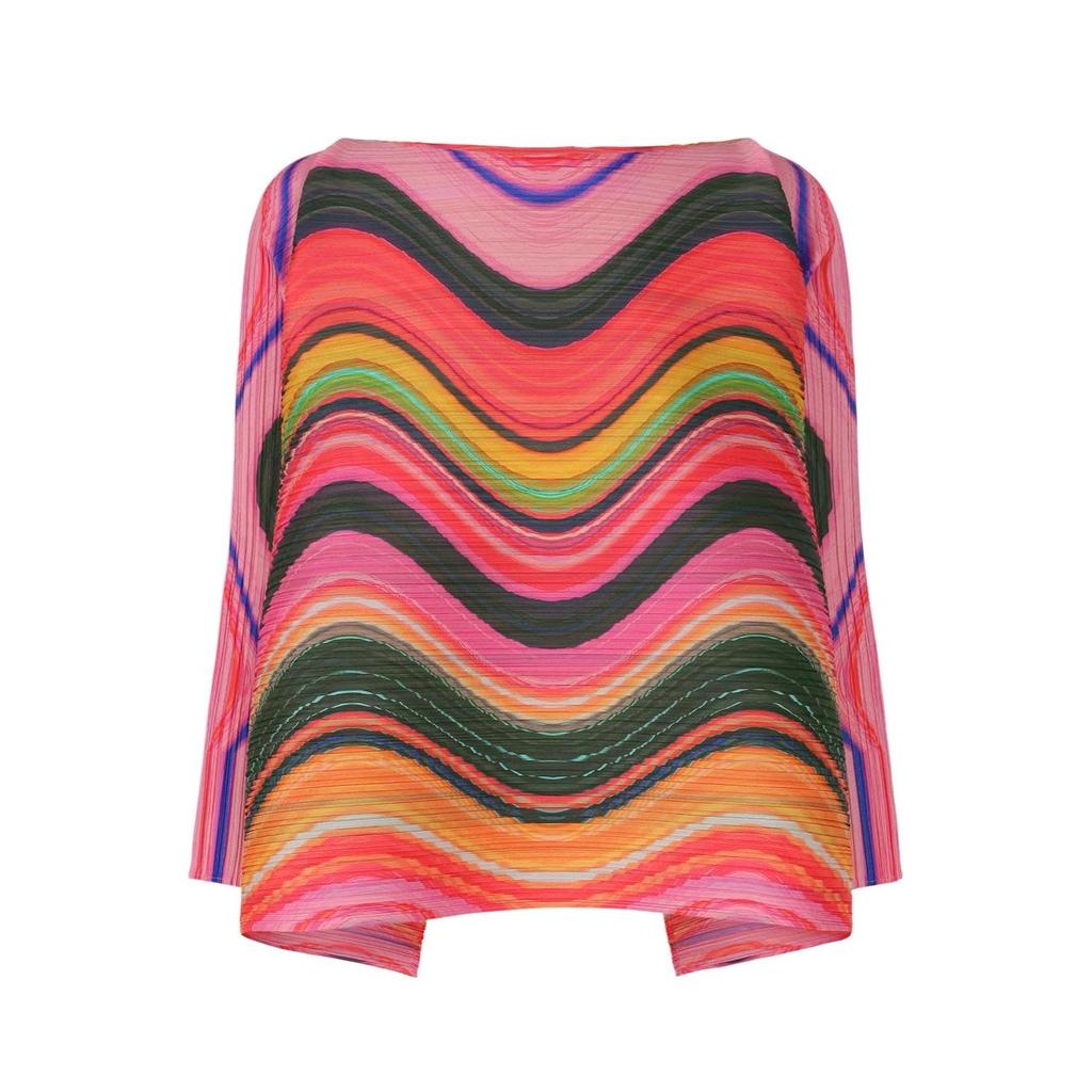 Miyake Plus Size Autumn Stripe Bodycon Skirt & Loose Pleated Top Two-Piece Set for Women