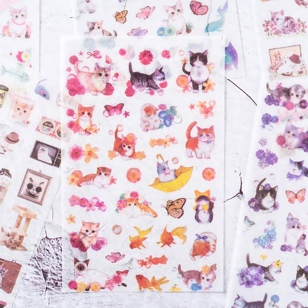 moin moin 12 Sheets of and Flower Stickers Decorative Calendar 2008sl52 Animal, Cat, (Washi Paper) / Reward, Schedule, Planner, Album, Letter, (Cat