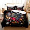 Cool Harley 3D Motocross Rider Duvet Cover Set Microfiber Red Black Dirt Bike Extreme Sports Theme Motorcycle Pattern Bedding