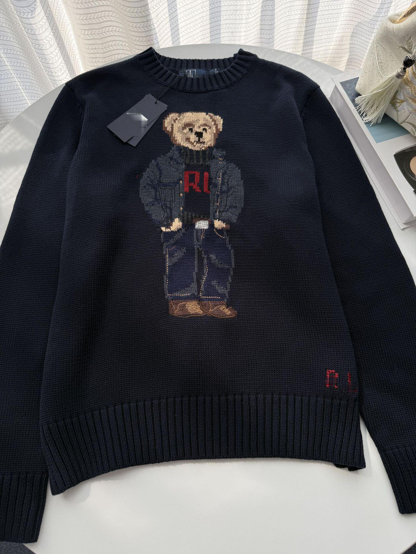 

Хлопковый вязаный свитер с вышивкой Little Bear к 25-летию - Женский, повседневный, Осень/Зима Extra Large темно-синий
