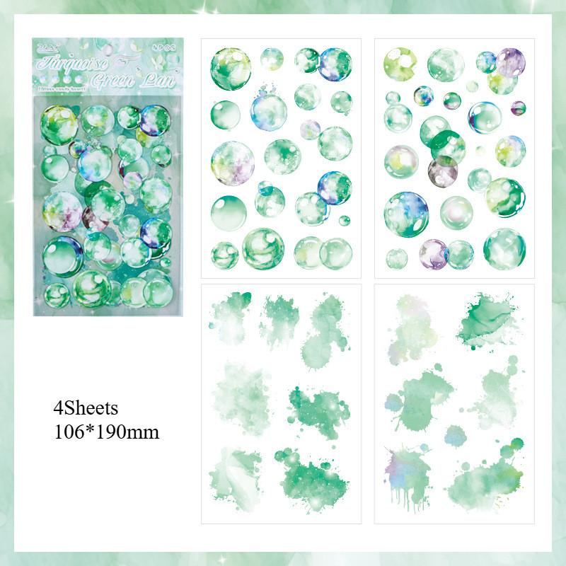 4 Sheets Colorful Bubble Stickers PET Material DIY Scrapbooking Art Collage Stationery Planner Decor Diary Stickers