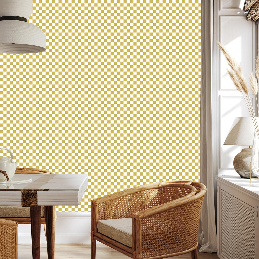 Cream and yellow checkerboard wallpaper for living room and bedroom 50x1000