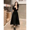 Square Collar Dress Niche Design Waist Temperament French High Sense Summer Women's Clothing Royal Sister Spice Girl