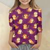 Kinder Tierdruck Rundhals Dreiviertelarm Lässiges T-Shirt Weicher Stoff Bequeme Passform Leichtes Design