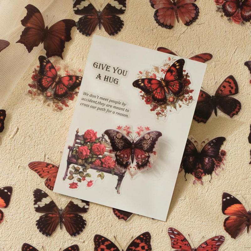 1pack/40pcs Colorful Butterfly Sticker Pack, Vivid Butterfly Stickers for Handbooks, Planners, Laptop Decals