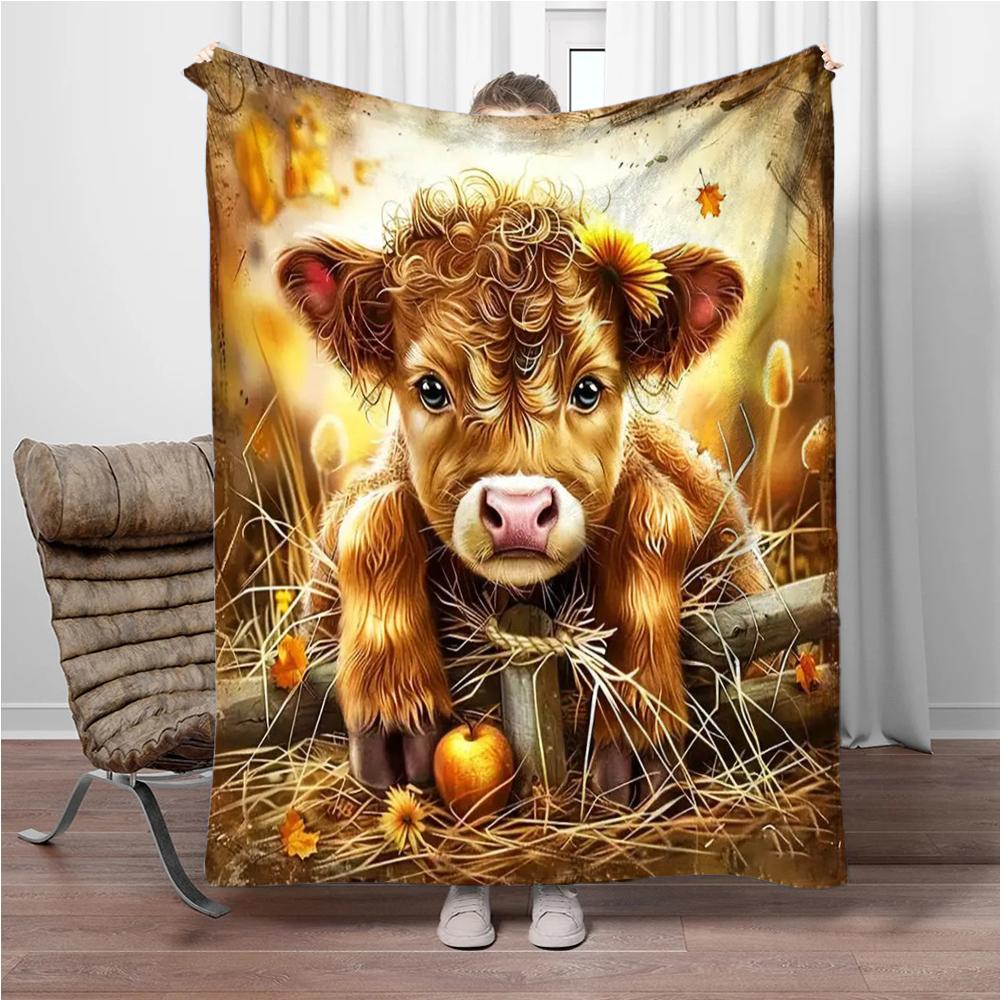 Coperta in Flanella Mucca delle Highlands Coperta Calda Morbida per Bambini per Divano Letto Coperta Adatta per Souvenir di Compleanno Regali da Campeggio
