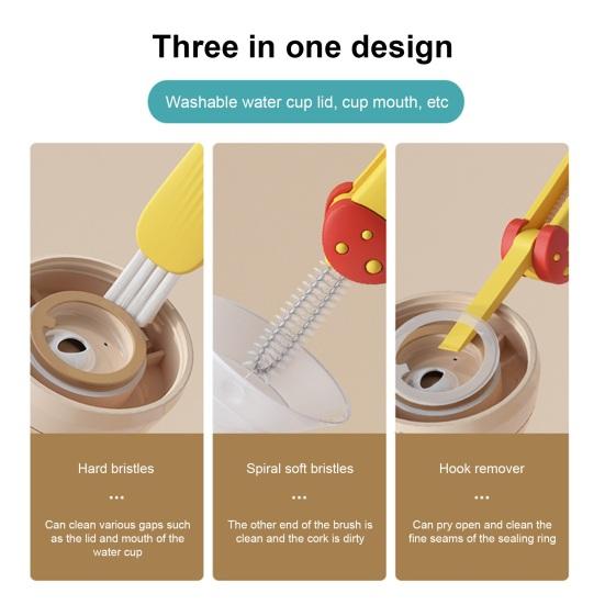 3-In-1 Cup Lid Cleaning Brush Baby Bottle Gap Corner Tight Spaces Scrubbing Brush Home Kitchen Cleaning Tool
