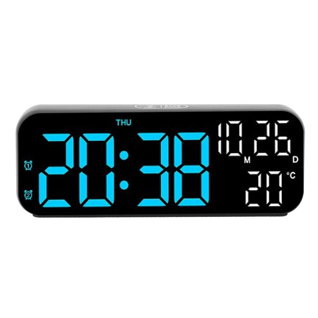 Digital Clock Dual Display Voice Control 3 Adjustable Brightness Date Temp Display Countdown LED Electronic Alarm Clock